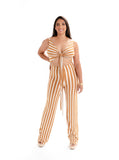 "Bring It" One Piece Camel and White Romper