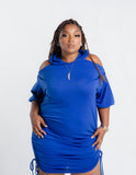 Plus "Hoodwink" Blue Ruched Dress