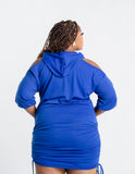 Plus "Hoodwink" Blue Ruched Dress